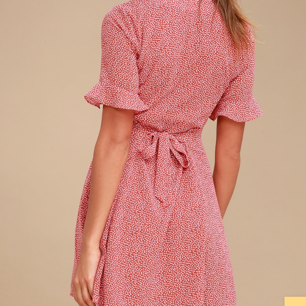Lulus - Castana Rust Red Print Button Up Dress - image 3